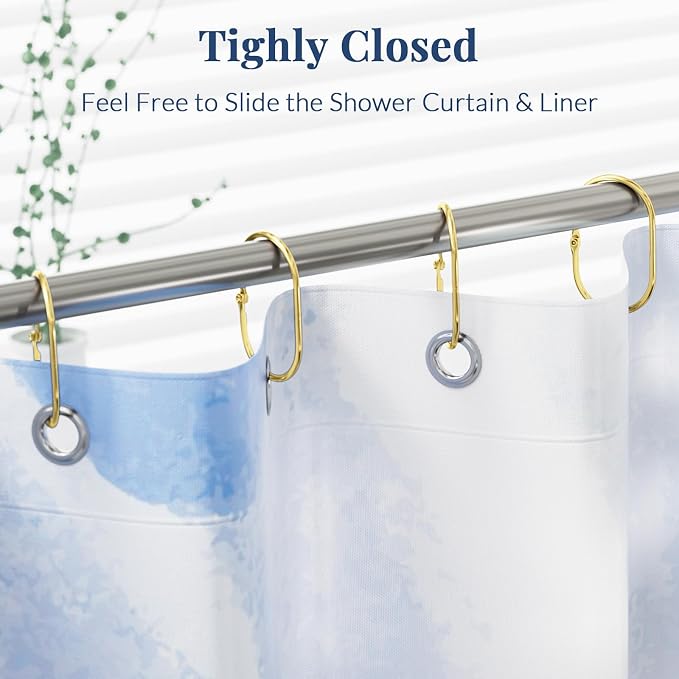 Bathway Shower Curtain Rings Gold Shower Curtain Hooks Anti-Drop Shower Rings - Image 3