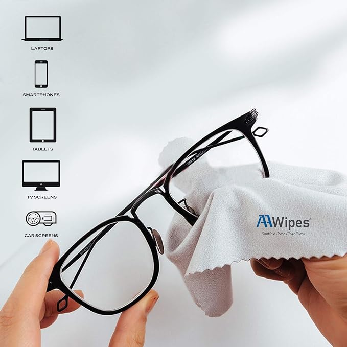 AAwipes Eyeglasses Cleaning Cloth Glasses Cloths 5.5"x5.5" 100pcs Grey | - Image 3