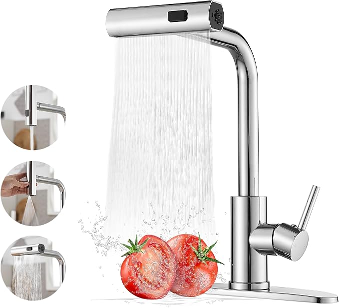 Kitchen Faucets with Pull Down Sprayer, Waterfall Kitchen Sink Faucet, by JOOM