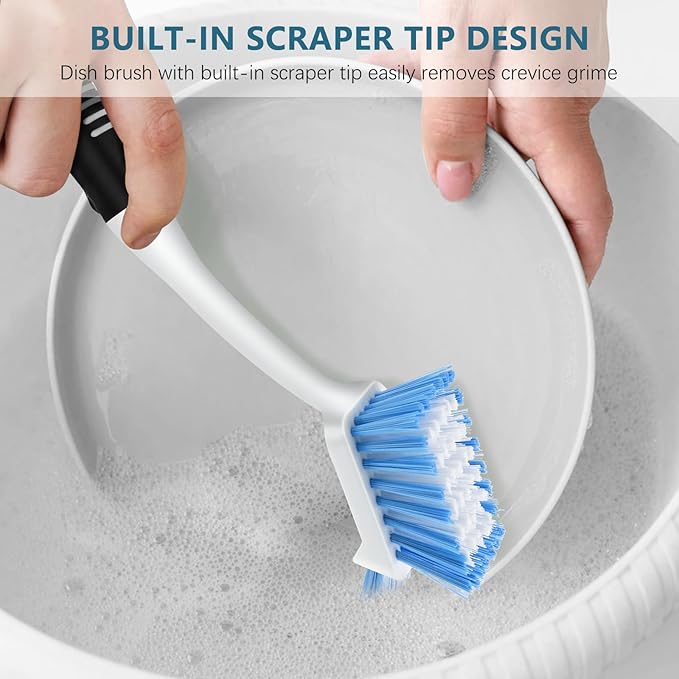 SetSail 3 Pack Dish Brush Set, Long Handle Kitchen Scrub Brush | Built-in - Image 7