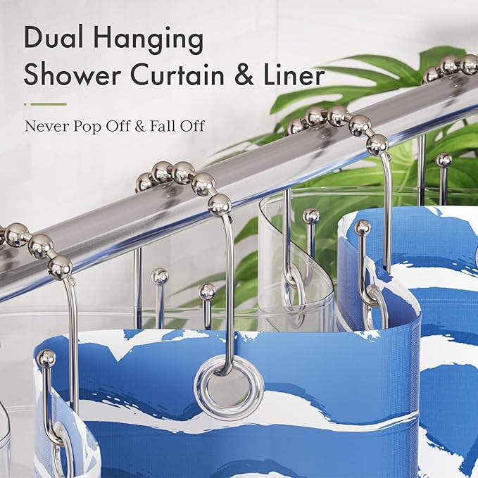AmazerBath Shower Curtain Hooks, Metal Shower Curtain Rings Rust Proof - Image 3