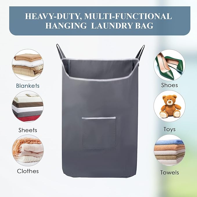 TFLC X-Large Hanging Laundry Hamper bag, 20x3.75x31" - Image 7