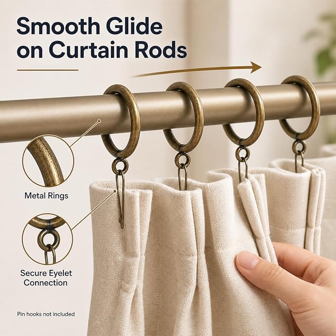 60 Pack Bronze Curtain Rings - Image 3