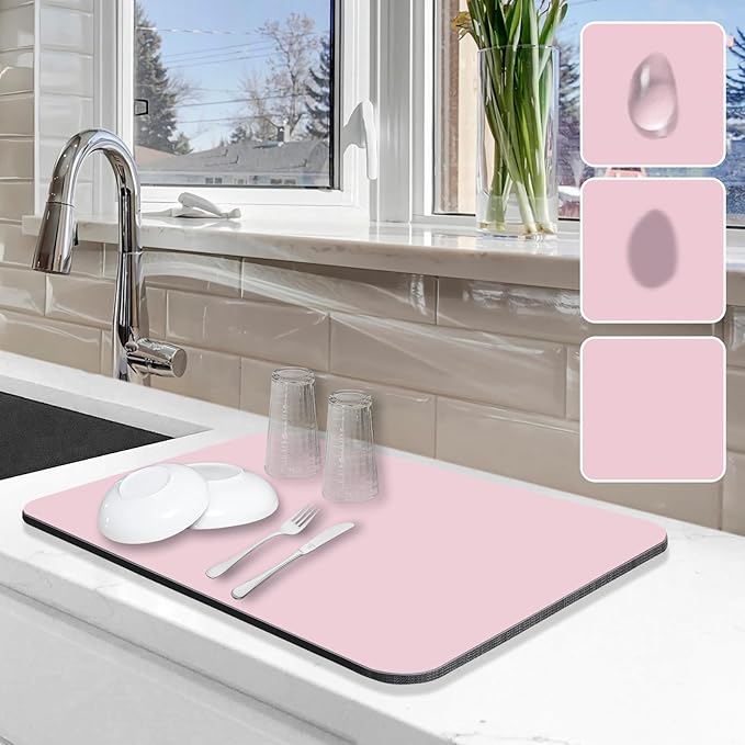 Dish Drying Mat for Kitchen Counter, Non-slip Drying Mat for Coffee Machine by Etomiel