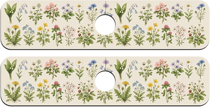 2 Pcs Flowers and Plants Kitchen Sink Splash Guard Faucet Mat - Image 8