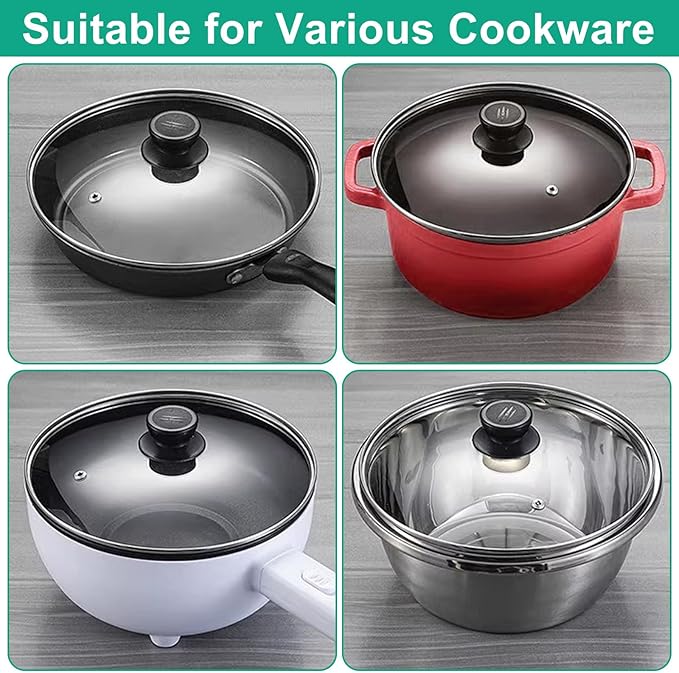 Pan Lid 8 Inch, Round Tempered Glass Lid, Universal Pot Lids with Heat Resistant Handle, Replacement Pan Cover for Pans and Skillets, Dishwasher Safe