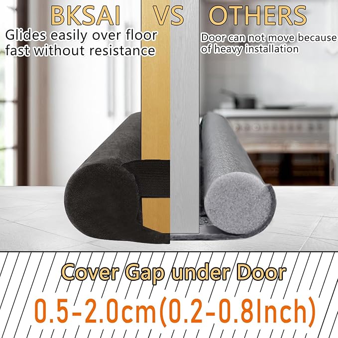 BKSAI Door Draft Stopper for Doors 29-35" No Adhesive Draft Stopper for Bottom - Image 4