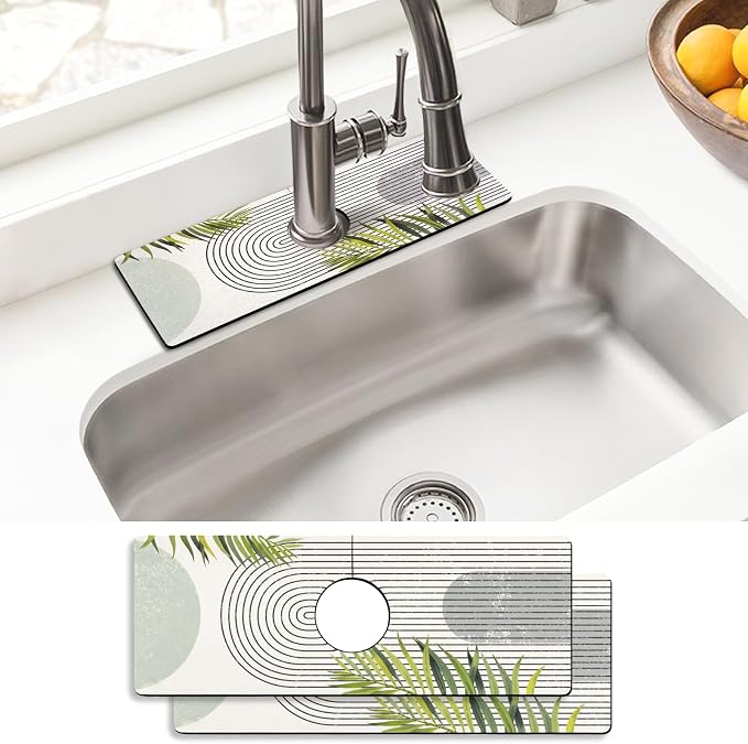 Sink Faucet Absorbing Mat, 2 Pack Drying Mat Around Faucet Sink Splash Guard by BathtubMat