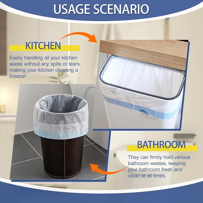Small 2 Gallon Trash Bags Drawstring, 0.96 Mil, Strong Garbage Can Liners - Image 6