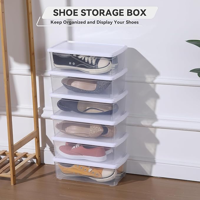 novelinks 12 Pack 6 Quart Clear Plastic Shoe Storage Bins - Image 5