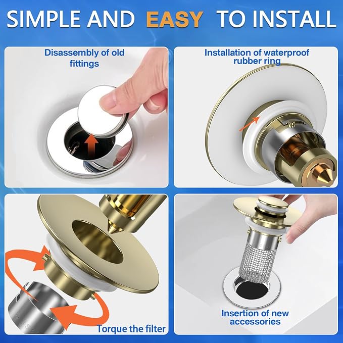 Bathroom Sink Drain Strainer, Pop-up Sink Drain Strainer - Image 8