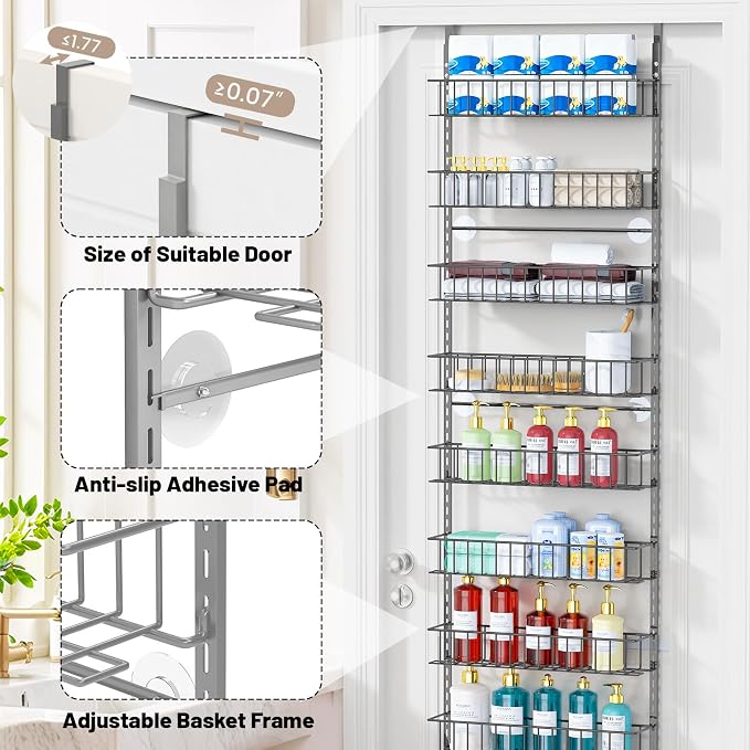 ElegantArray 9-Tier Pantry Door Organizer, Light Gray - Image 4