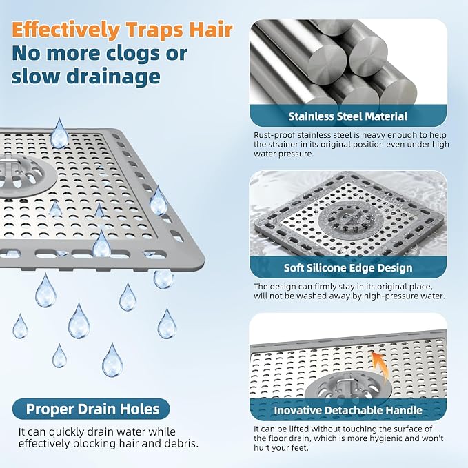 Hibbent Upgraded Shower Drain Hair Catcher, Shower Cover - Image 2