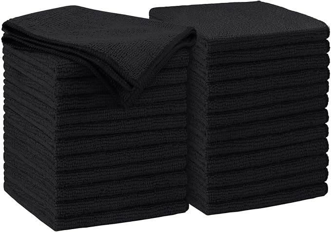 AIDEA Microfiber Cleaning Cloth Black 24PK, Microfiber Towels 11.5×11.5" by AIDEAHOME