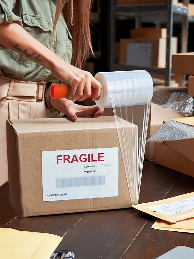 JARLINK 5" x 1000' Plastic Film Roll, Stretch Pallet Wrap W/Handles, 8 Pack - Image 7