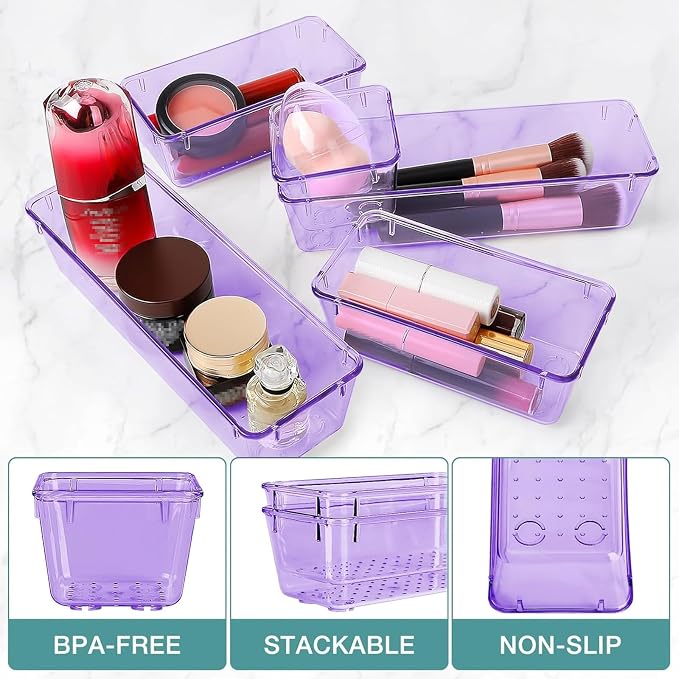 16 PCS Drawer Organizer Set, 5 Size Bathroom and kitchen organizer Trays | - Image 3