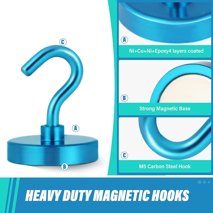 Neosmuk Magnetic Hooks, 130lb Heavy Duty, 10 Pack - Image 5