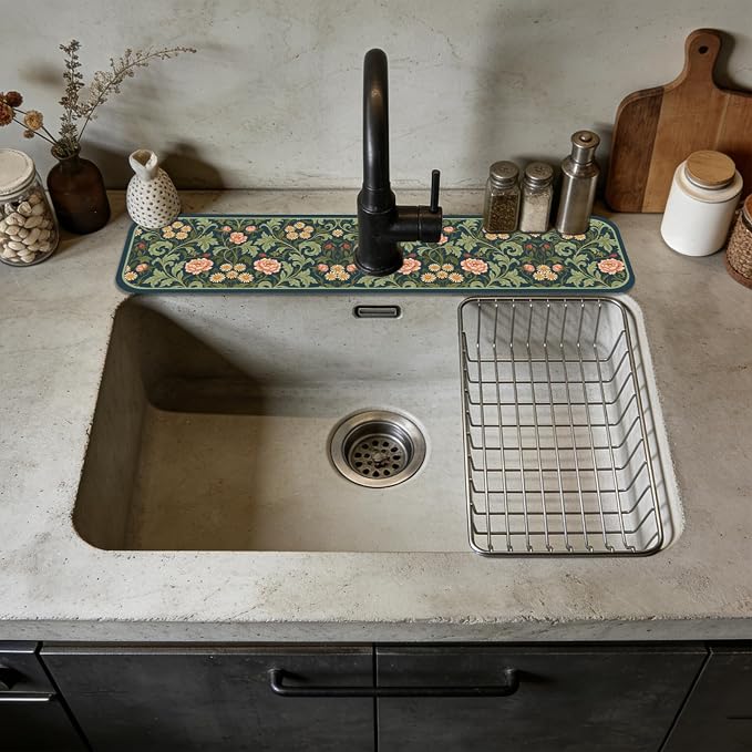 2 Pcs Bohemian Flowers Kitchen Sink Splash Guard Faucet Mat Flower Faucet Mats - Image 3