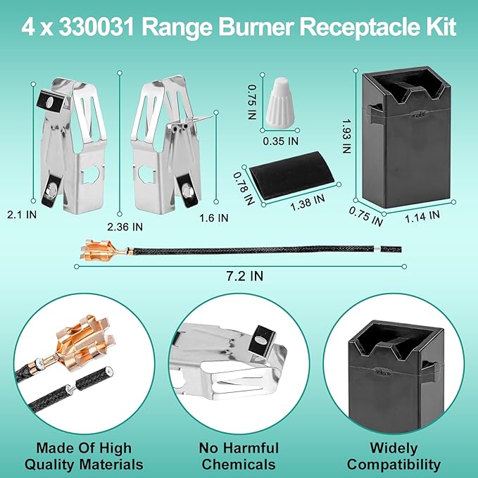 5304430149 5304430150 Porcelain Drip Pan Set & MP22YA Electric Range Burner Element Unit Set with 330031 Range Burner Receptacle Kit Compatible with Frigidaire Kenmore Range Oven/Stove by Cenipar