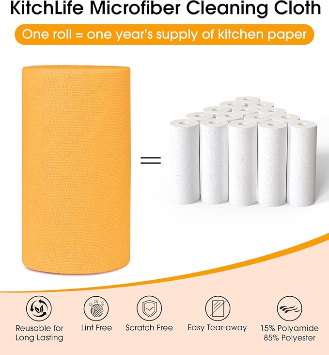 KitchLife Microfiber Cleaning Cloth Roll, 100 Pack - Image 4