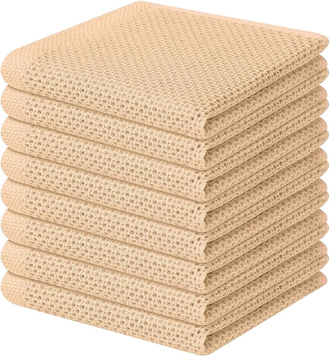 Homaxy 100% Cotton Waffle Weave Kitchen Dish Cloths 8-Pack, Apricot | 12 x 12 by Homaxy