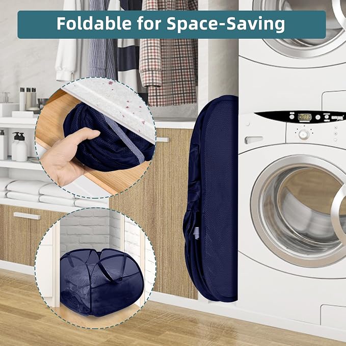 Collapsible Laundry Baskets, 90L Large Foldable Laundry Basket, Durable Mesh - Image 3