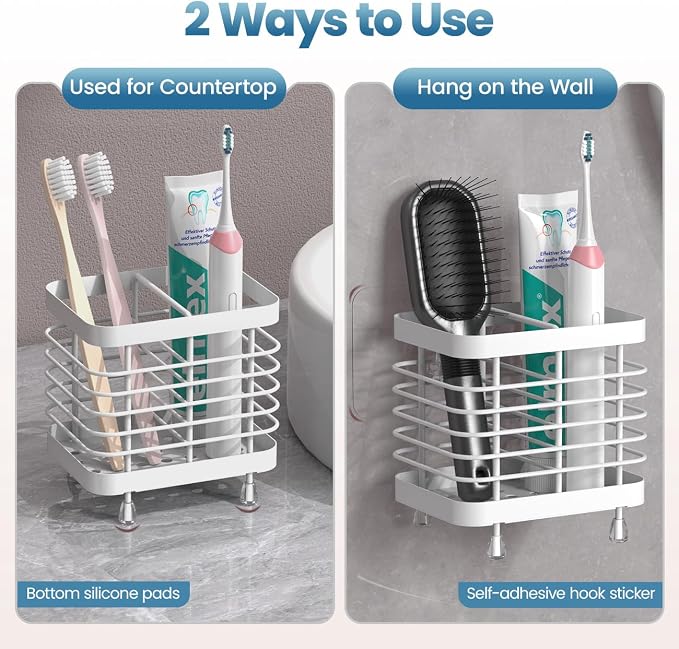 Luxspire Toothbrush Holders for Bathroom, Stainless Steel, 2 Slots, Toothbrush - Image 2