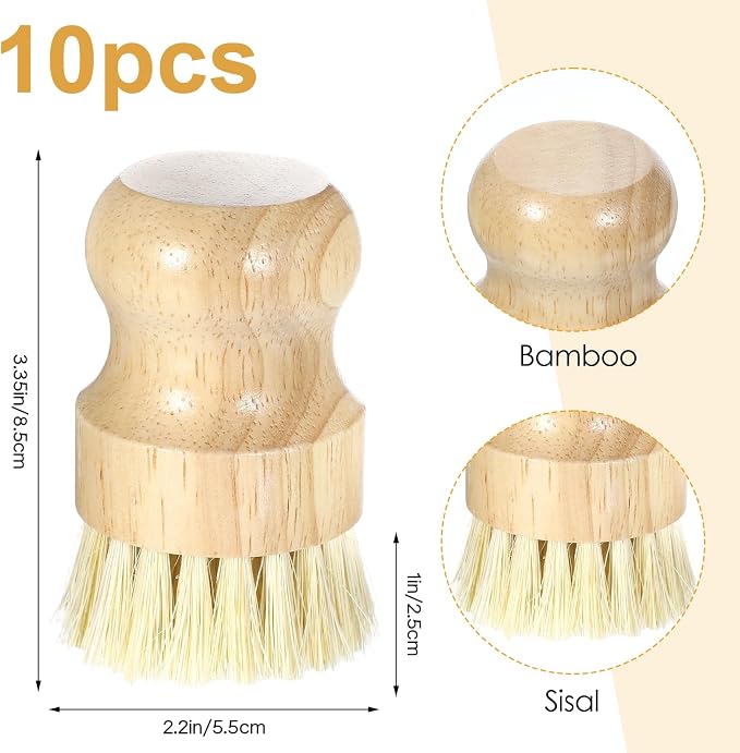 Molain 10 Pack Bamboo Dish Brush Set, Natural Dish Scrub Brush - Image 2
