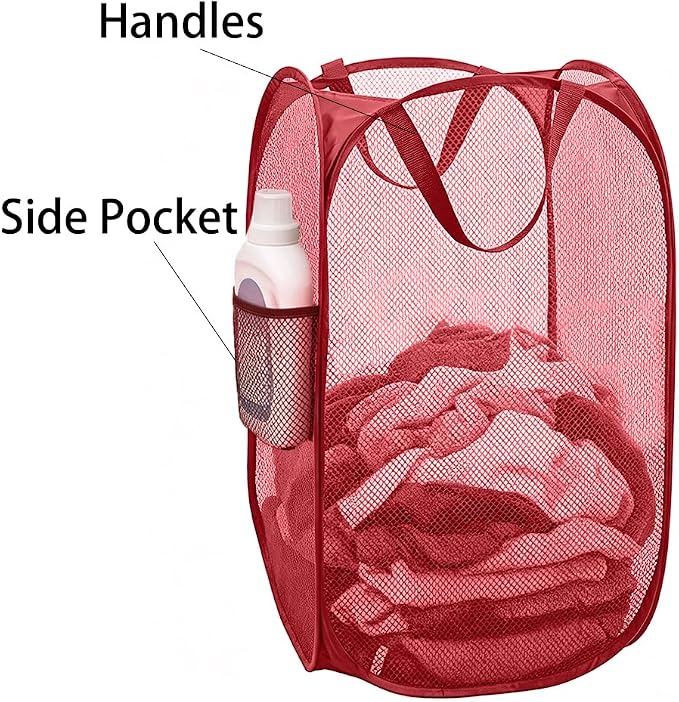 Larpur Popup Mesh Laundry Basket, Collapsible and Portable Clothes Washing - Image 5