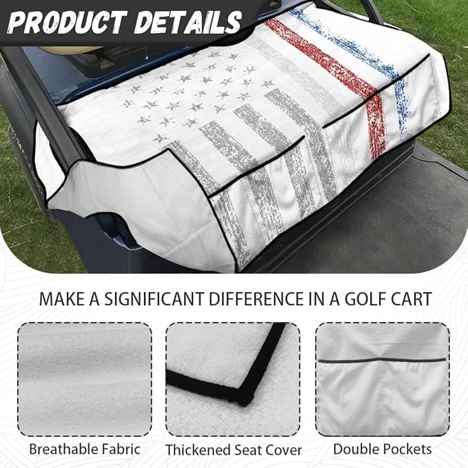 Waterproof Golf Cart Seat Cushion Cover with Soft Microfiber Surface and Non-Slip Backing, Designed to Keep Seats Clean and Comfortable Outdoors