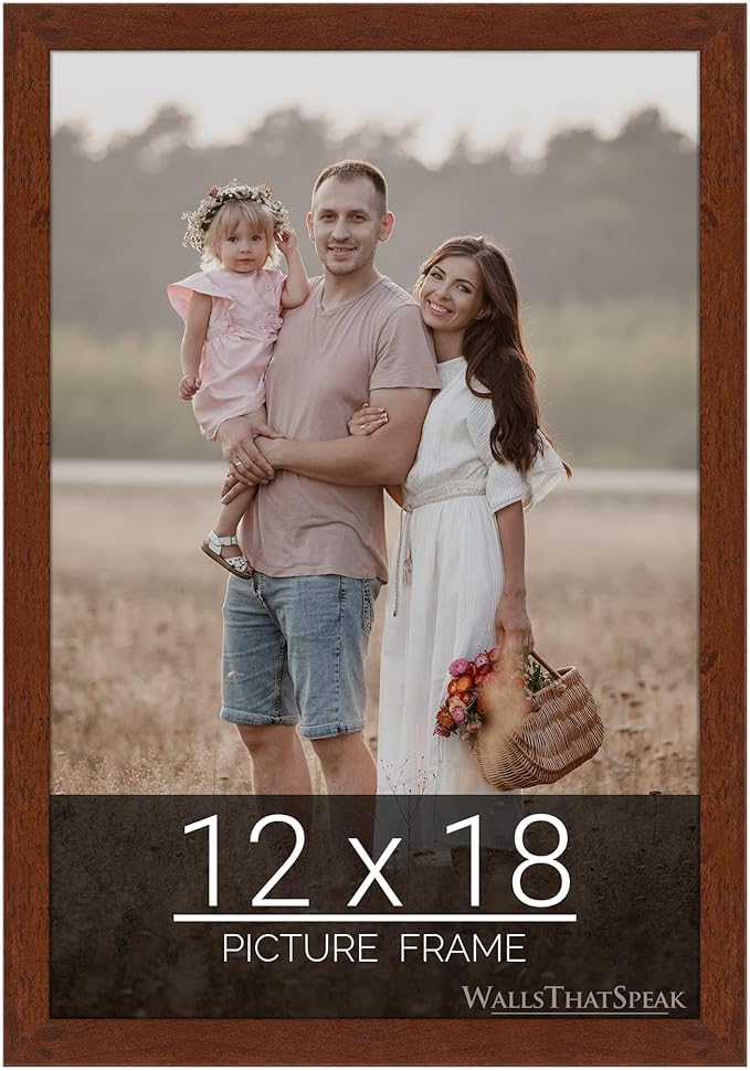 wallsthatspeak 12x18 Dark Walnut Rustic Pine Picture Frame for Puzzles Posters Photos or Artwork