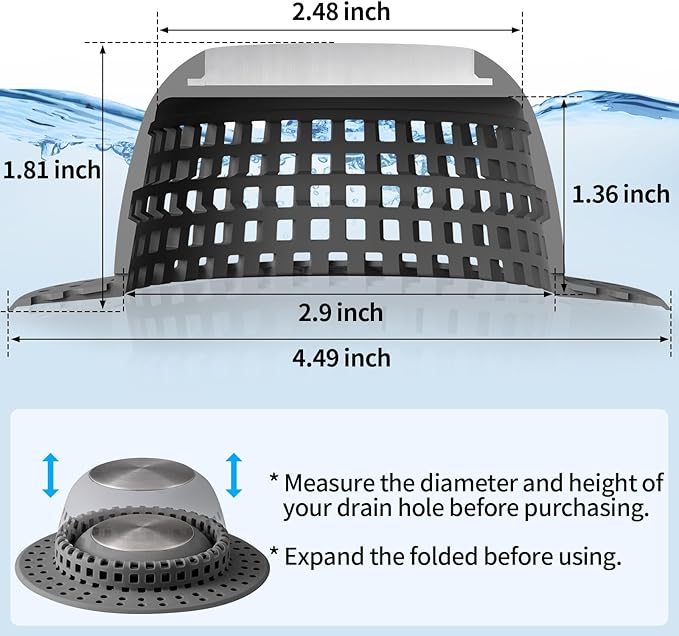 Aluvor Shower Drain Hair Catcher Bathtub Drain Cover Sink Drain Protector | - Image 4