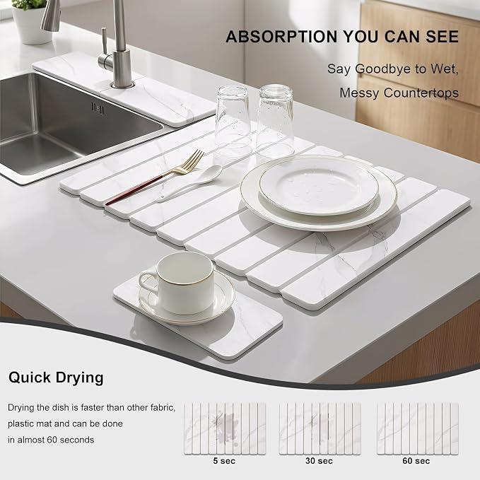 3 Pcs Large Stone Dish Drying Mat - Image 5
