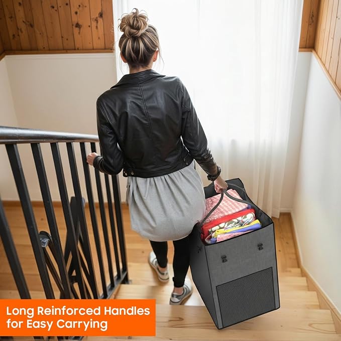 160L Laundry Hamper with Lid & Wheels, Rolling Laundry Basket with Bag - Image 7