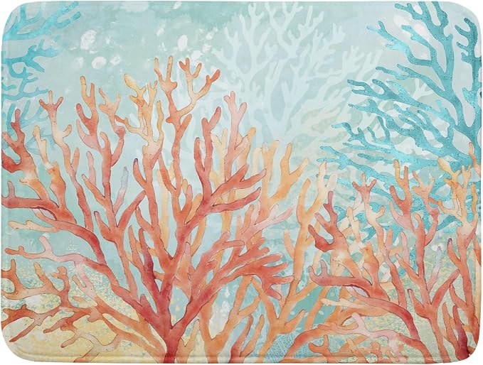 Giwawa Coastal Coral Dish Drying Mat Beach Ocean Drainer Rack Mat 18x24 Inch by Giwawa