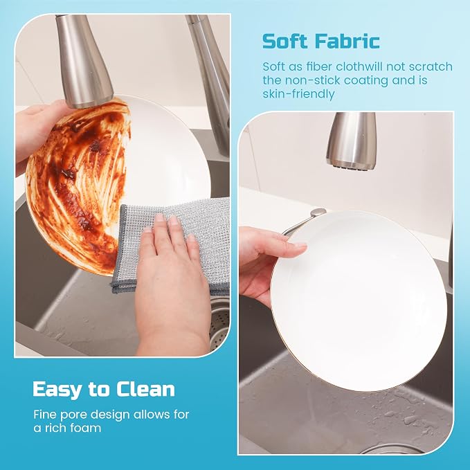 Forggon Non Scratch Wire Dishcloth, New Upgrade 3-Layer, 7.08"X8.86" | - Image 4