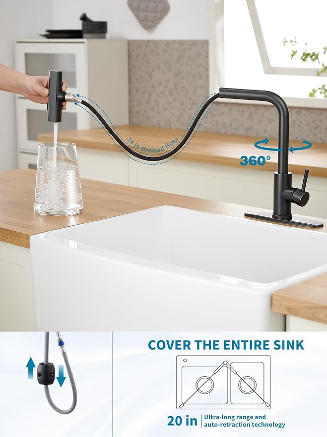 Kitchen Faucets with Pull Down Sprayer, Waterfall Kitchen Sink Faucet, - Image 8