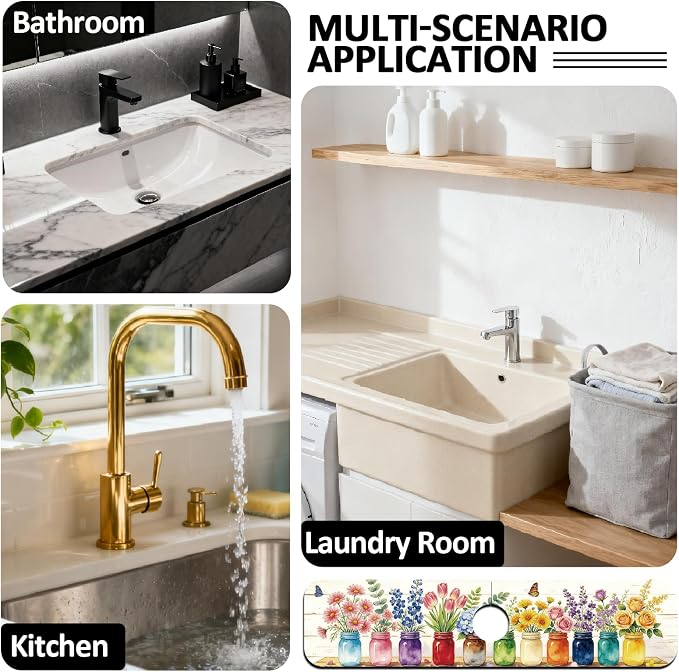 2 Pcs Kitchen Sink Splash Guard Faucet Mat Vase Faucet Mat - Image 7