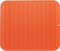 Silicone Dish Drying Mat for Multiple Usage,Easy clean,Eco-friendly,Heat-resistant Silicone Mat for Kitchen Counter or Sink,Refrigerator or Drawer Liner Orange 2XL 24 inches x 18 inches