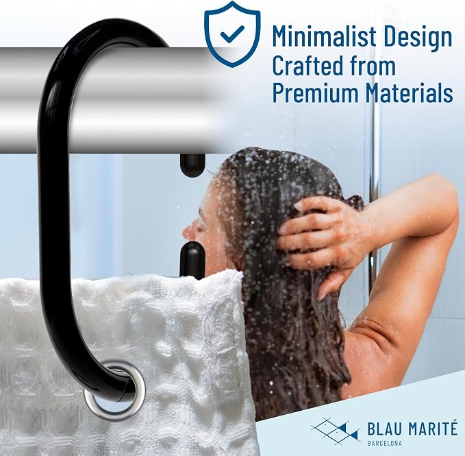 12 Metal Shower Curtain Hooks, Rust-Proof Decorative C-Shaped Curtain Hooks - Image 4