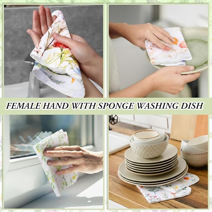 Reusable Kitchen Cloths Cotton Towel, 90 Pack, Wildflowers - Image 6