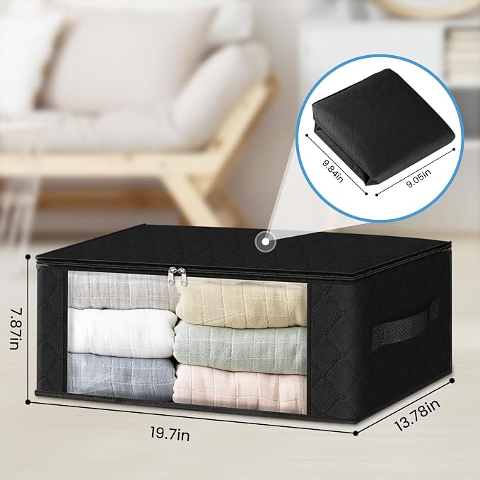 HomeHacks 3-Pack Clothes Organizer Storage Bags, 35L Storage Bins, Reinforced - Image 2