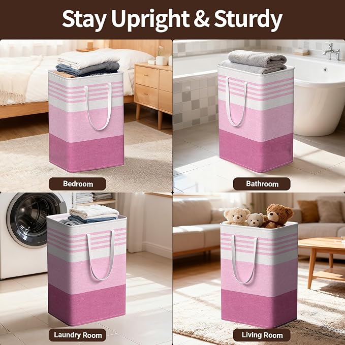 WOWBOX 2 Pack Laundry Baskets, Collapsible Dirty Clothes Laundry Hampers - Image 6