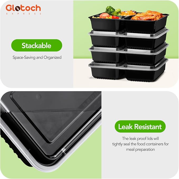 Glotoch 3-Compartment Meal Prep Containers - Image 6