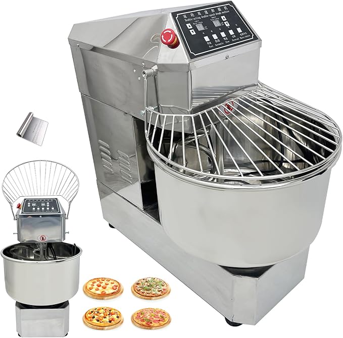 40L Stand Dough Mixer, Double-acting Double-speed Dough Machine with Variable Frequency for Commercial, Stand Spiral Food Mixer for Mixing Pizza Bread Dough in Restaurants Bakeries