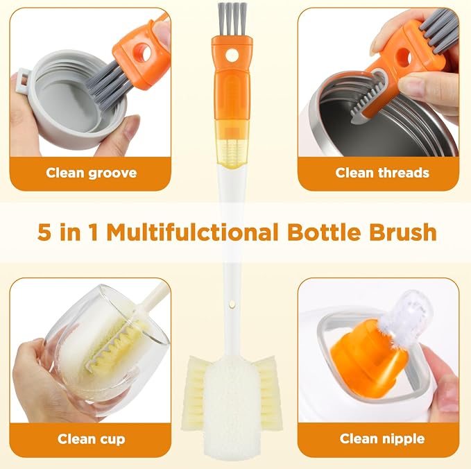 OUTXE 6 Pack Bottle Brush Cleaning Set, 5-in-1 Cup Cleaner Brush | - Image 2
