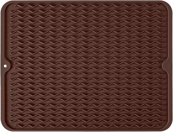 Silicone Dish Drying Mat, Non-Slip Easy Clean Sink Mat, Large Heat-resistant by MODENGKONGJIAN