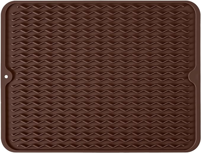 Silicone Dish Drying Mat, Non-Slip Easy Clean Sink Mat, Large Heat-resistant by MODENGKONGJIAN