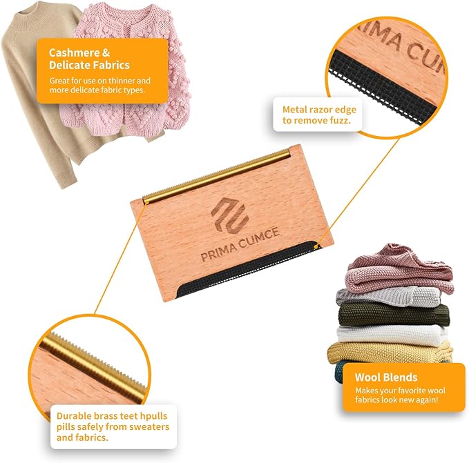 Wooden Cashmere Comb for Knits, Wool & Delicate Fabrics – Manual Fabric Shaver - Image 2