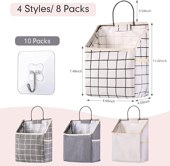 Boao 8 Packs Wall Hanging Storage Bag, Wall Storage Organizer Bags - Image 2
